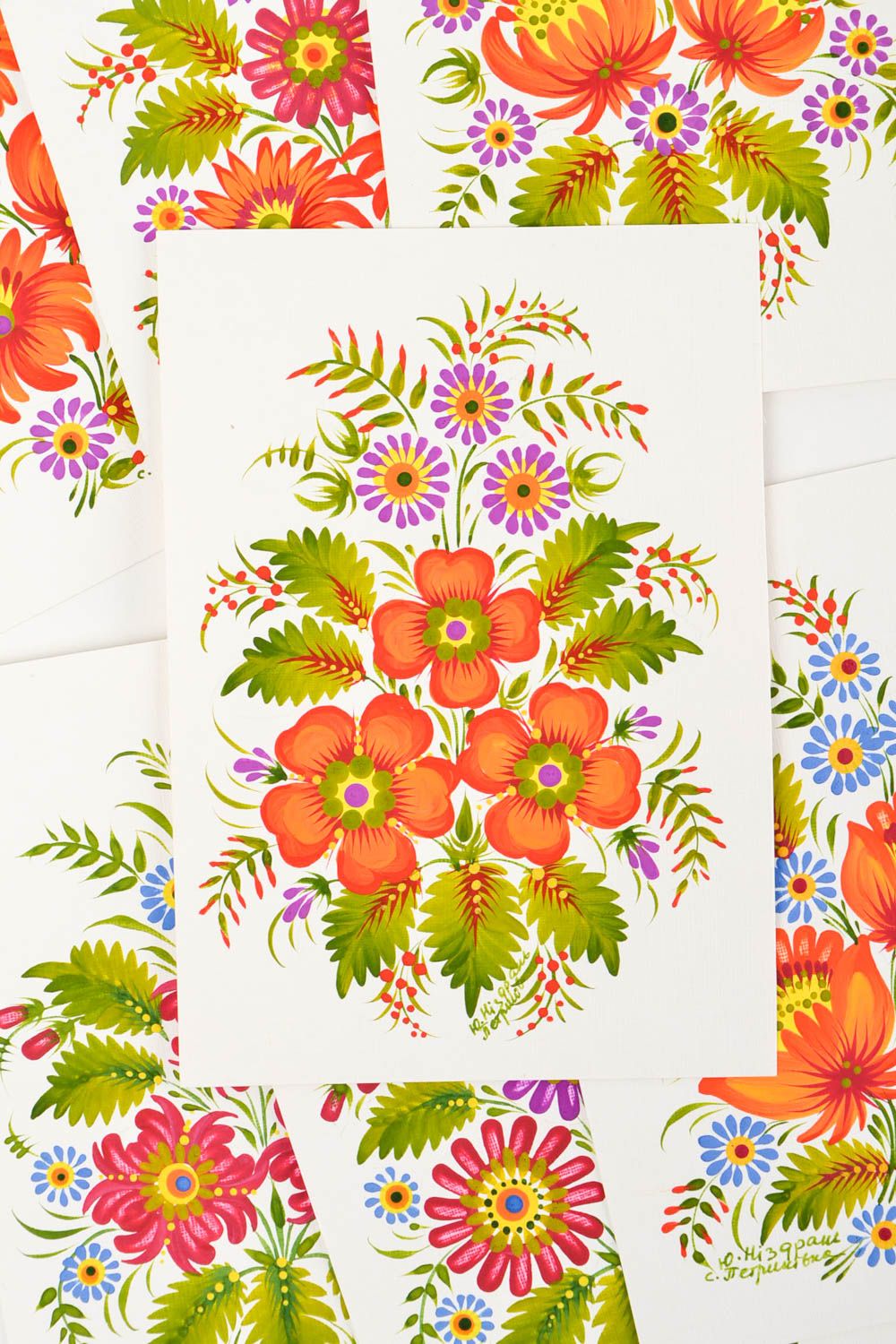 Carte de voeux faite main avec fleurs peinte à la gouache Petit cadeau photo 3