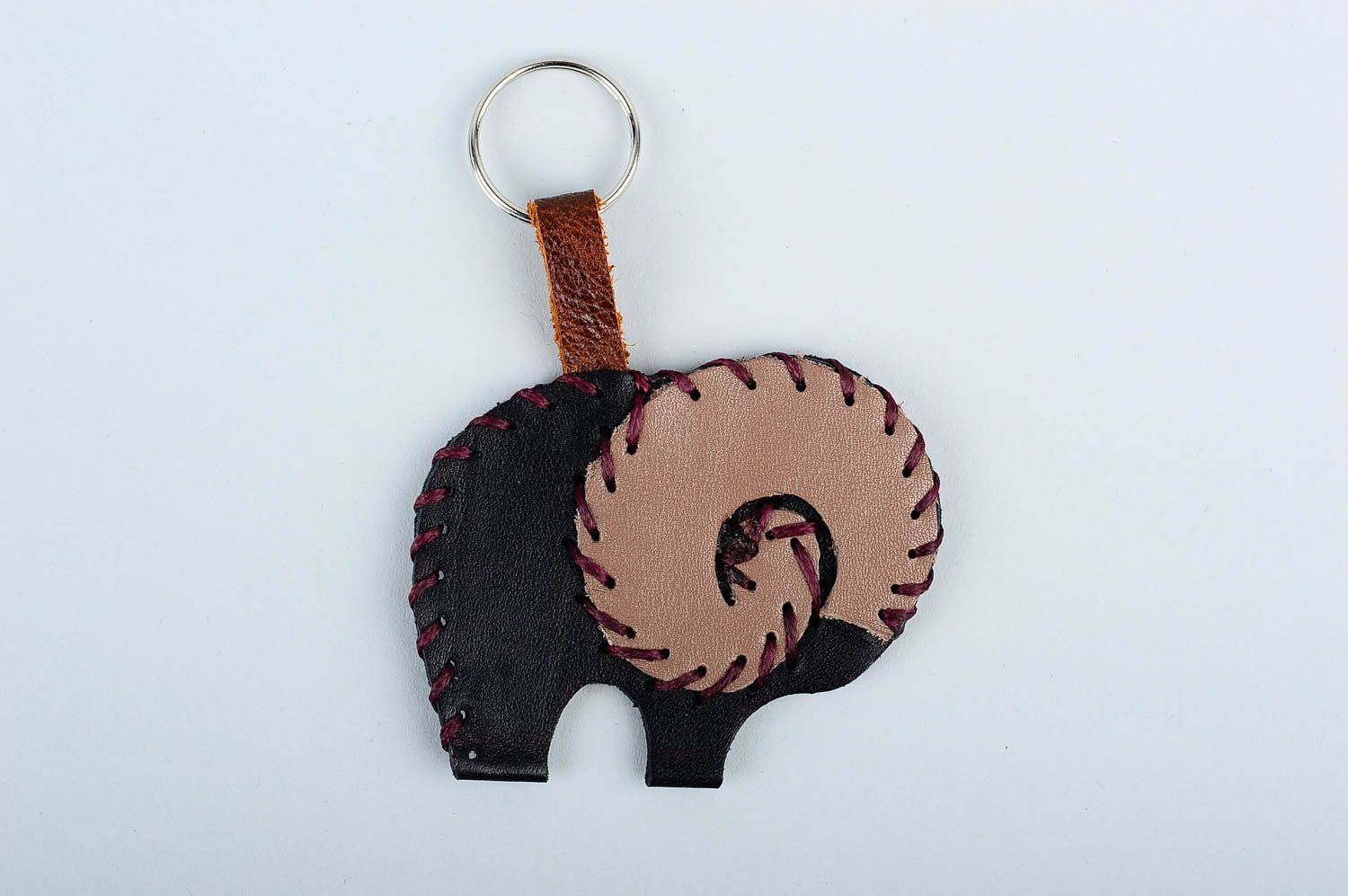 Unusual handmade leather keychain best keychain cool keyrings gift ideas photo 1