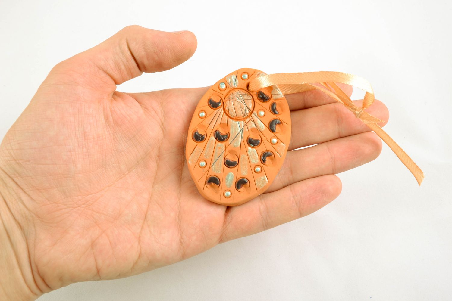 Ceramic interior pendant in the shape of flat egg photo 2