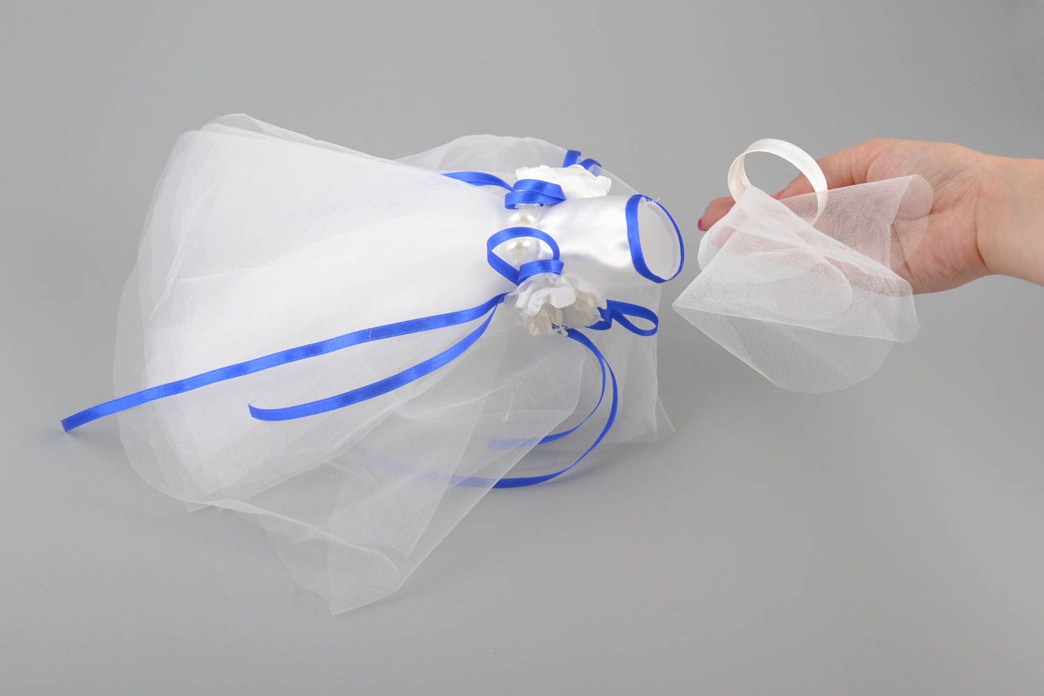 Handmade Hülle für Flasche weißes Brautkleid handmade Accessoire foto 5