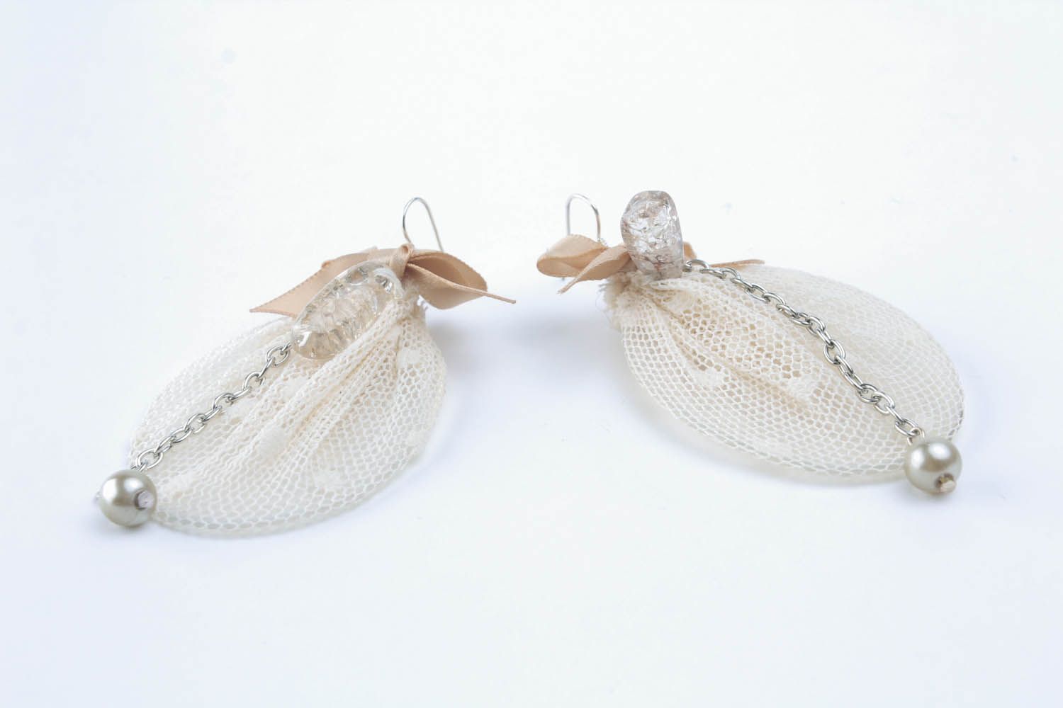 Earrings with lace and bows photo 4
