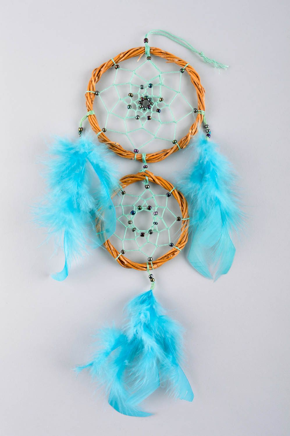 Amuleto indio con plumas hecho a mano decoración de pared adorno para casa  foto 2