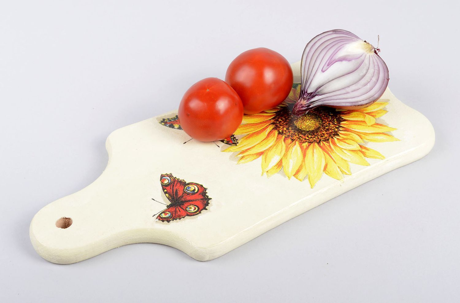 Handmade Deko Holzbrett für Küche Geschenk Idee Küche Dekoration mit Sonnenblume foto 5
