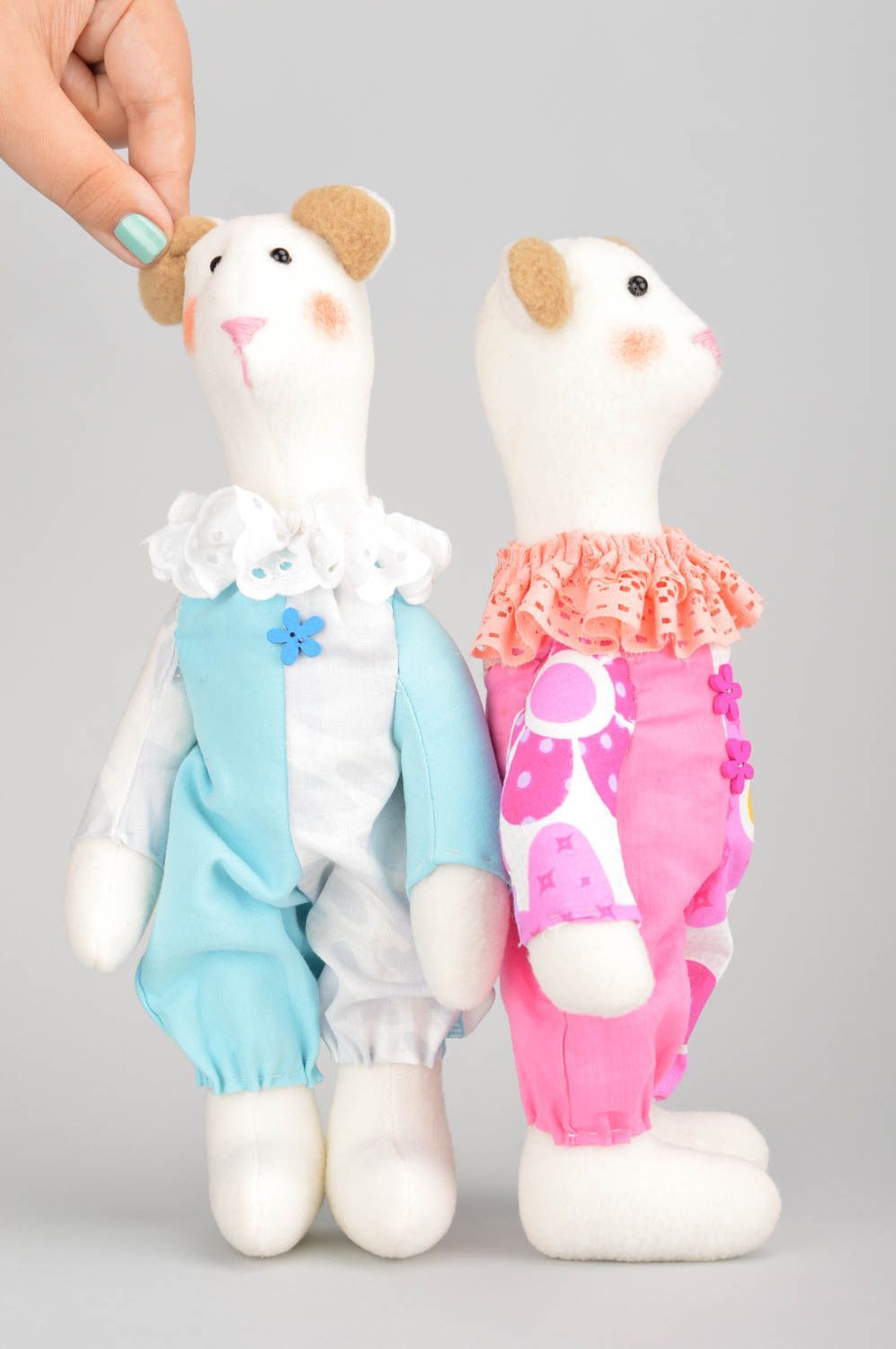 Set of 2 handmade designer fabric soft toys for children beautiful clowns photo 2
