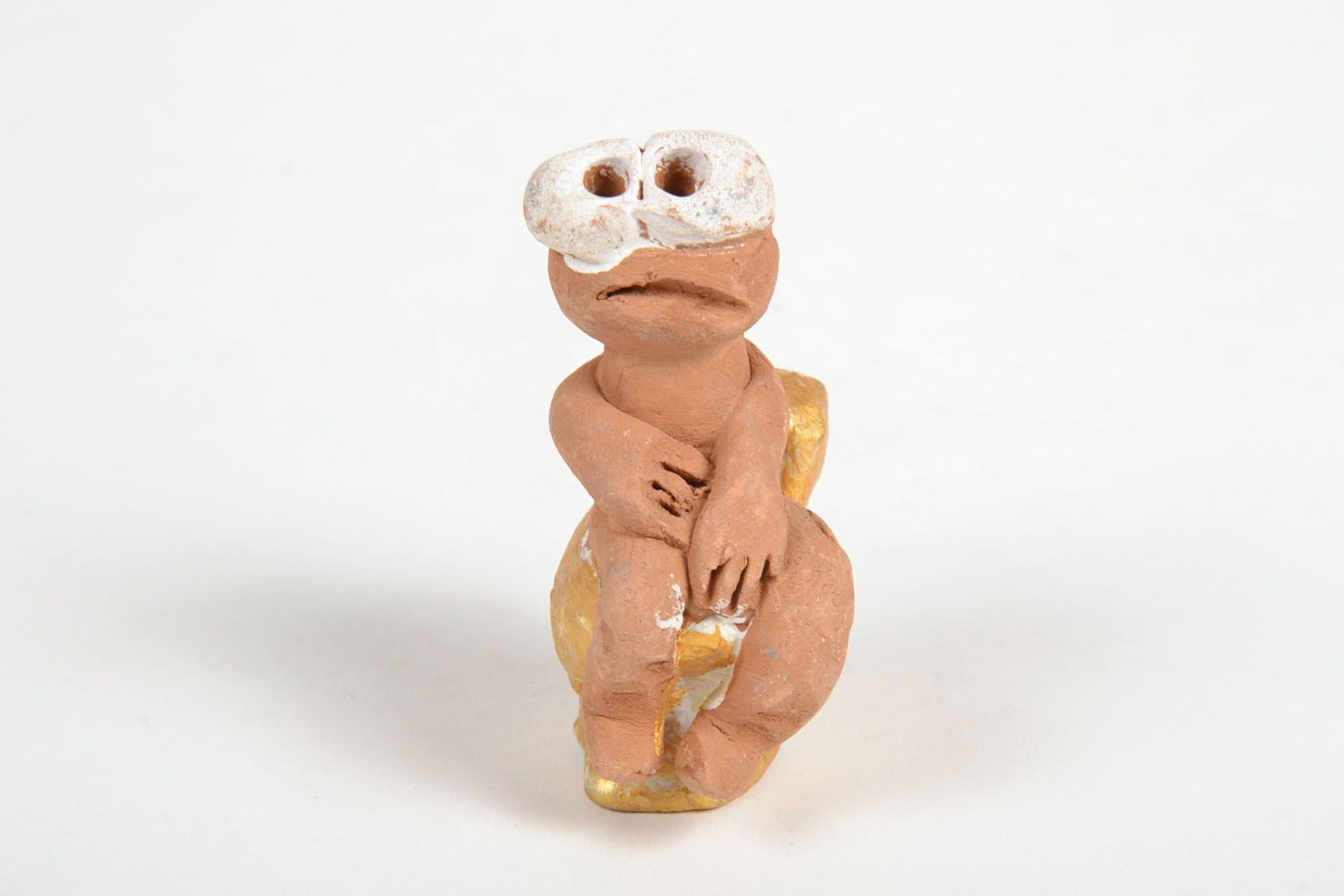 Statuetta divertente in argilla fatta a mano figurina decorativa in ceramica 
 foto 2