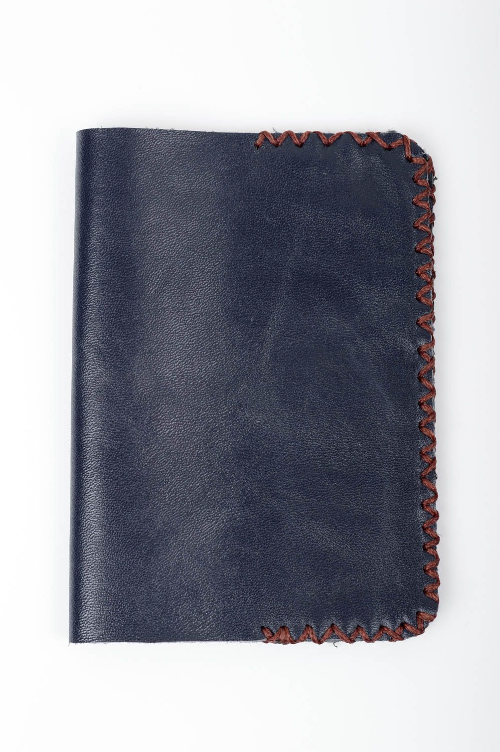 Кожаная обложка на паспорт ручной работы синяя стильная прошитая красивая фото 1