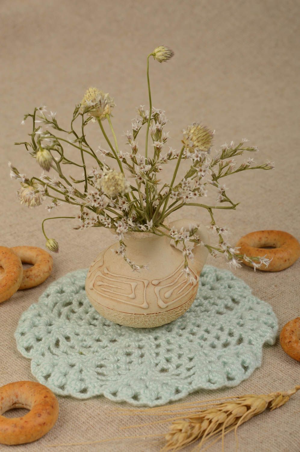 Handmade Tisch Dekor Serviette aus Stoff Serviette Baumwolle klein durchbrochen foto 3