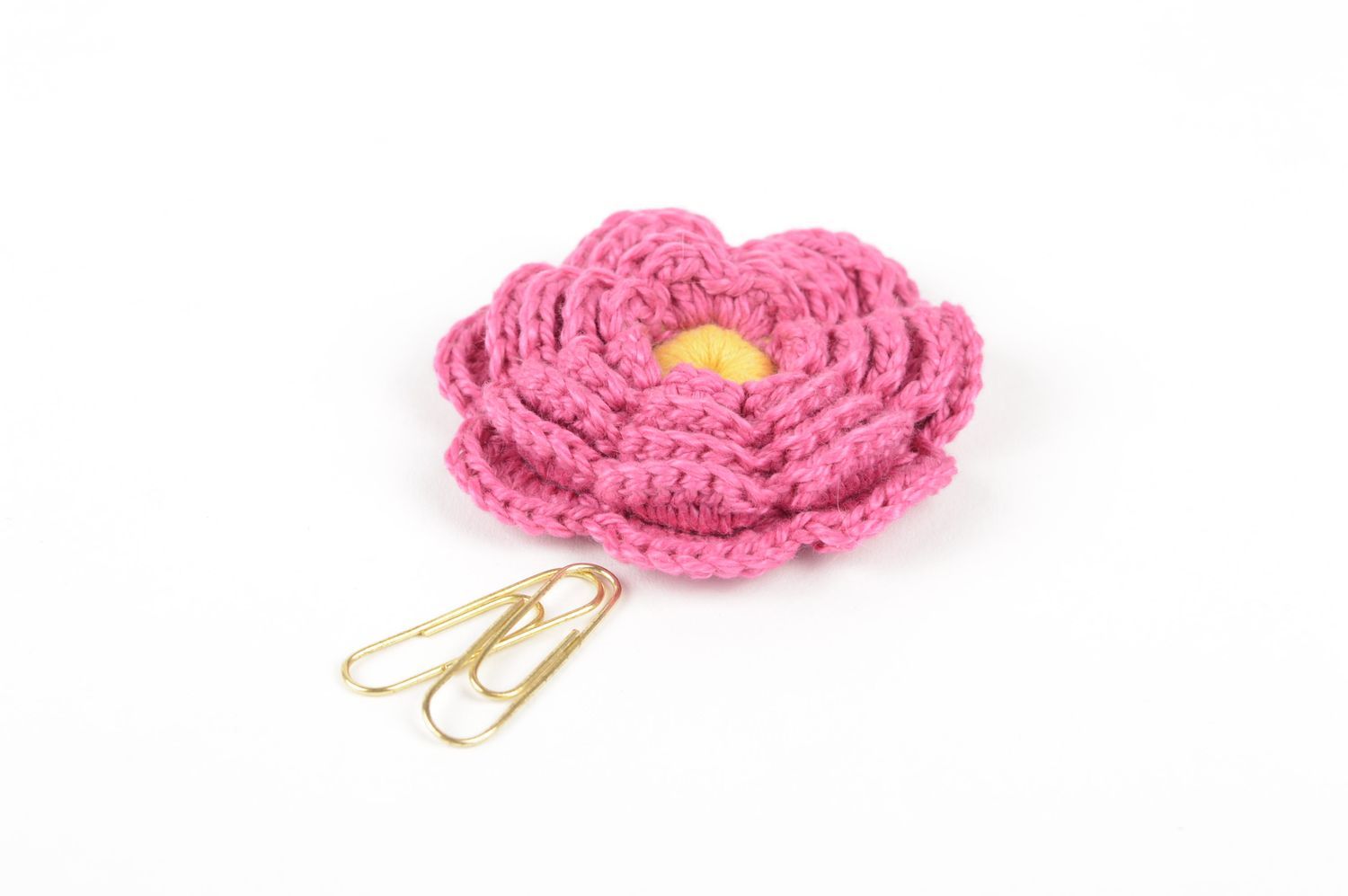 Fleur tricot fait main Fourniture bijoux rose en fils de coton Loisirs créatifs photo 5