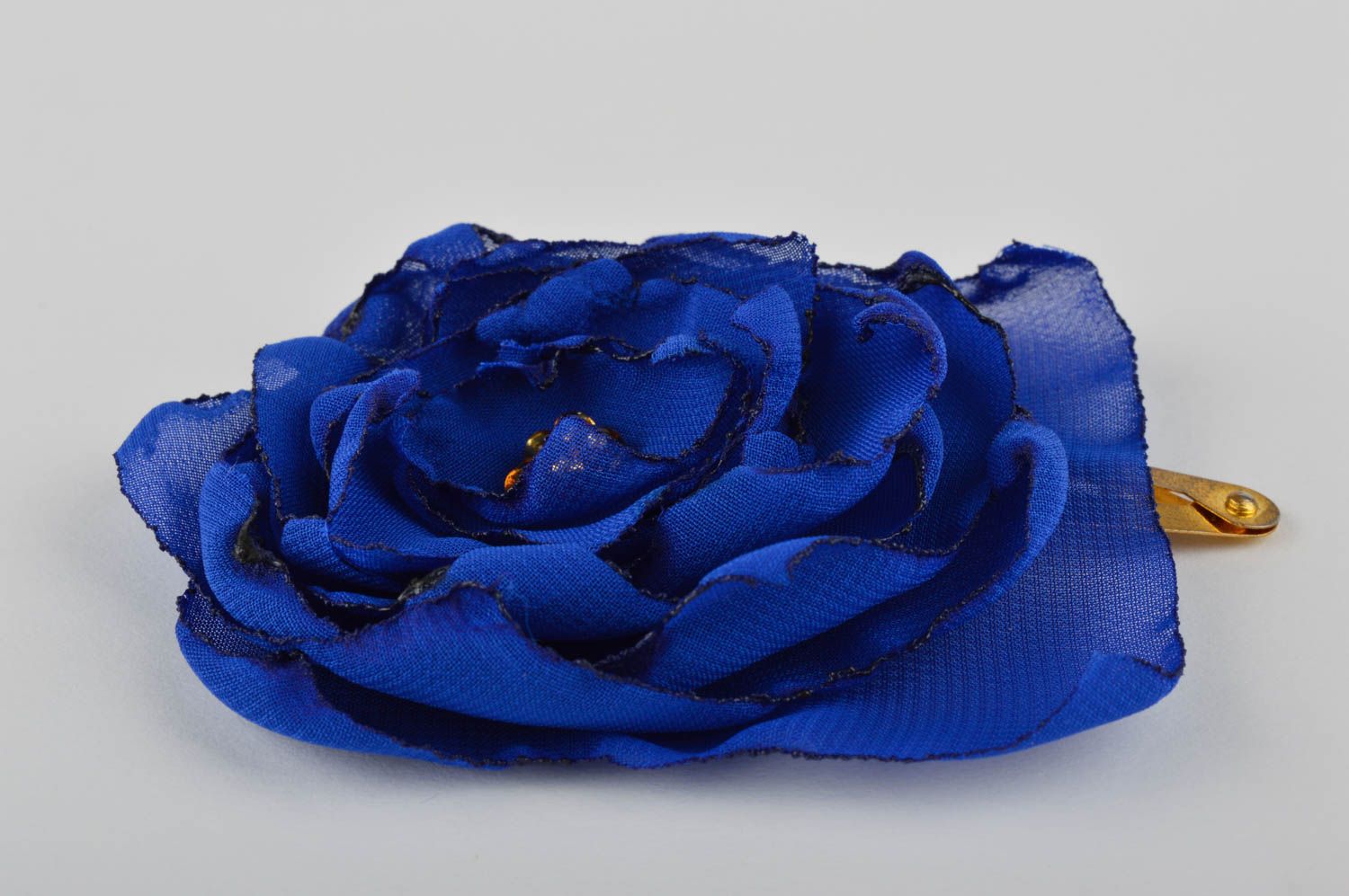 Handmade blue hair clip unusual designer barrette beautiful flower hair clip photo 2