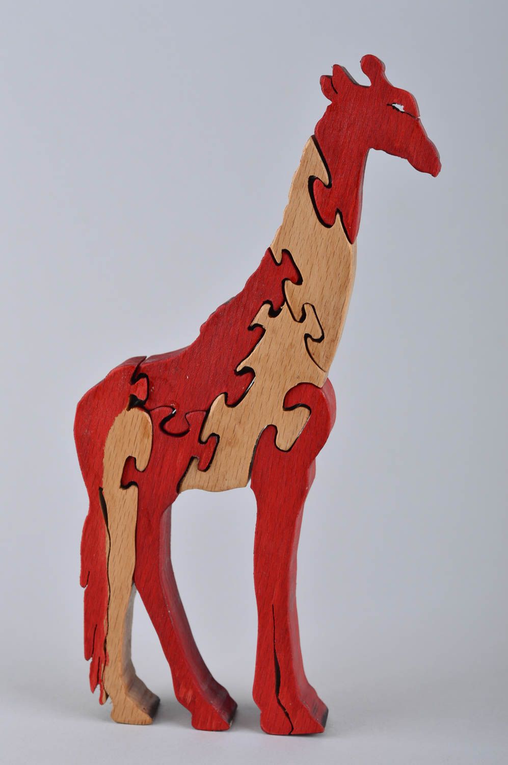 Rompecabezas de madera artesanal juguete infantil pasatiempo original jirafa foto 2