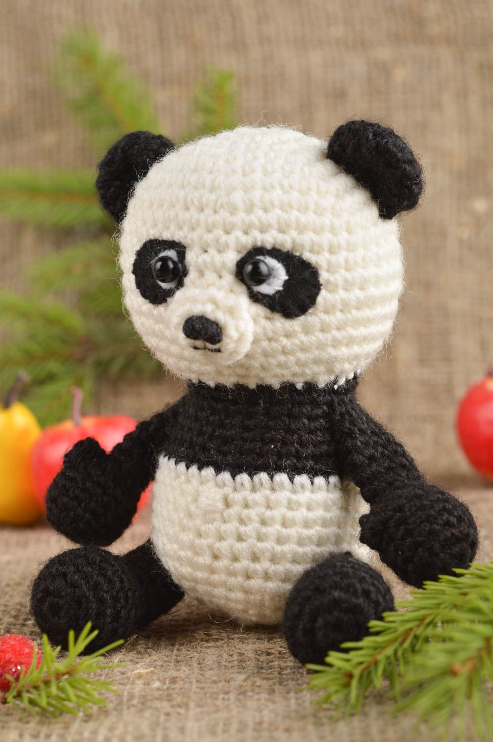 Handmade crocheted toy baby soft toy crocheted panda toy design crocheted toy   photo 1