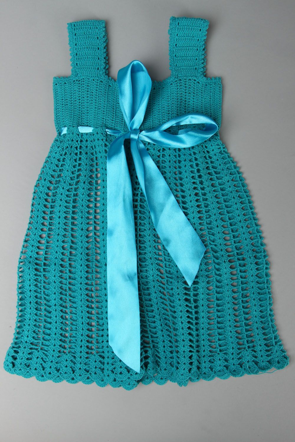 Хлопковое вязаное платье для девочки фото 3