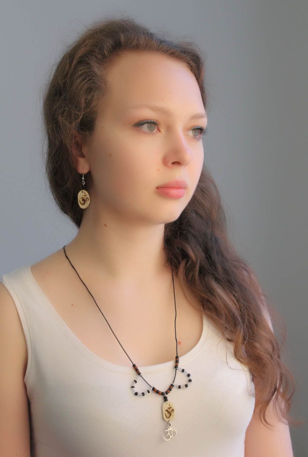 Set of natural horn jewelry Ohm photo 2