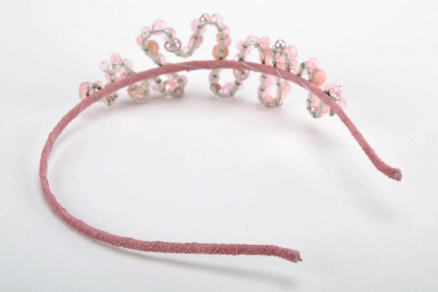 Grinalda para cabelo cor de rosa feita à mão acessórios de cabelo  foto 4