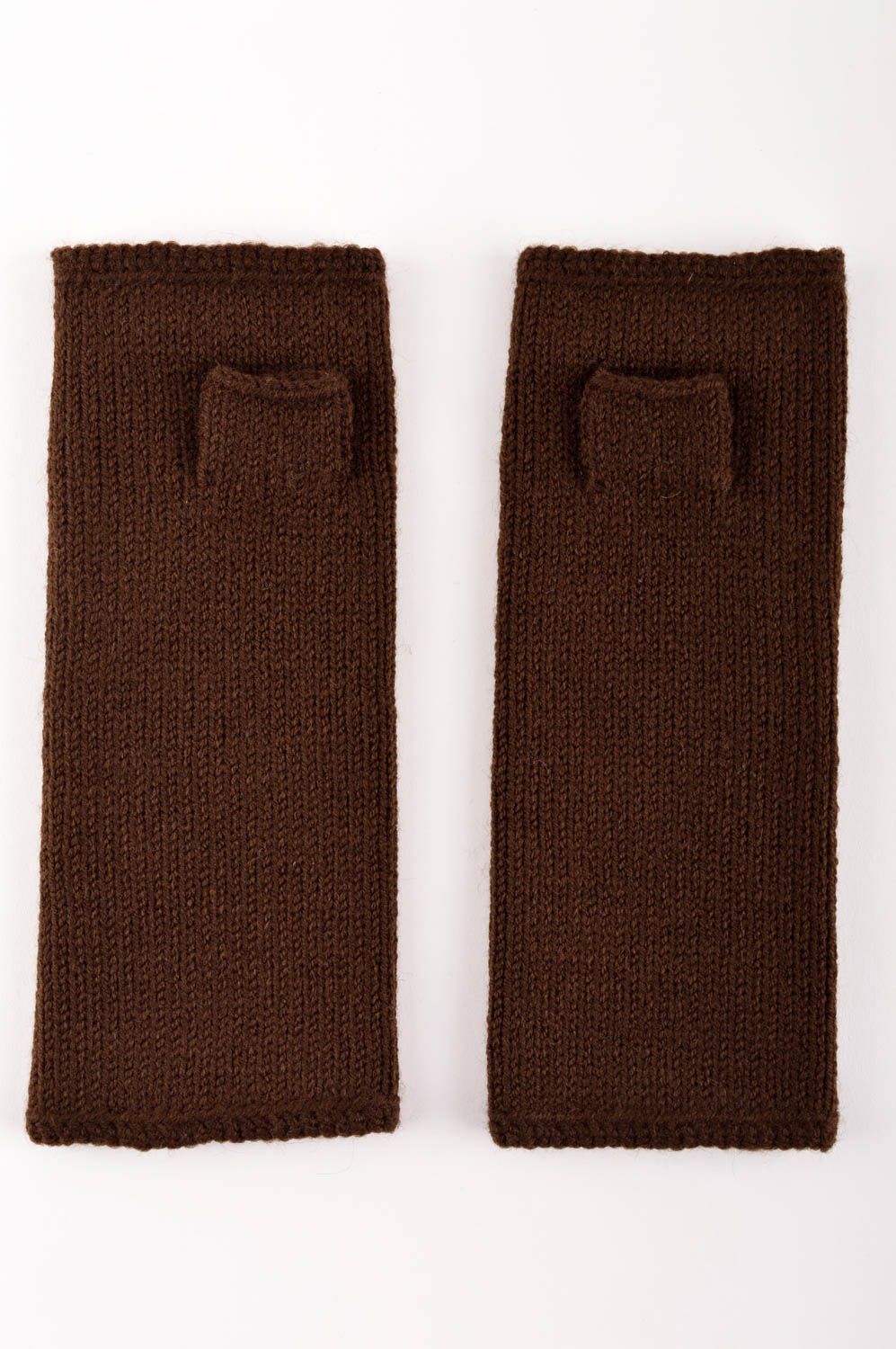 Перчатки без пальцев хэнд мэйд женские перчатки коричневые митенки женские фото 2