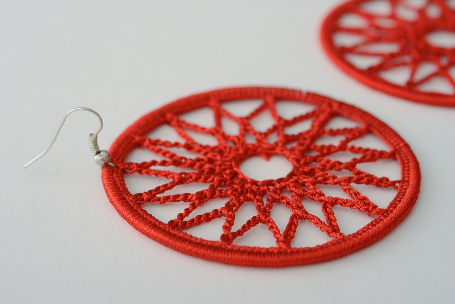Red lace earrings photo 5