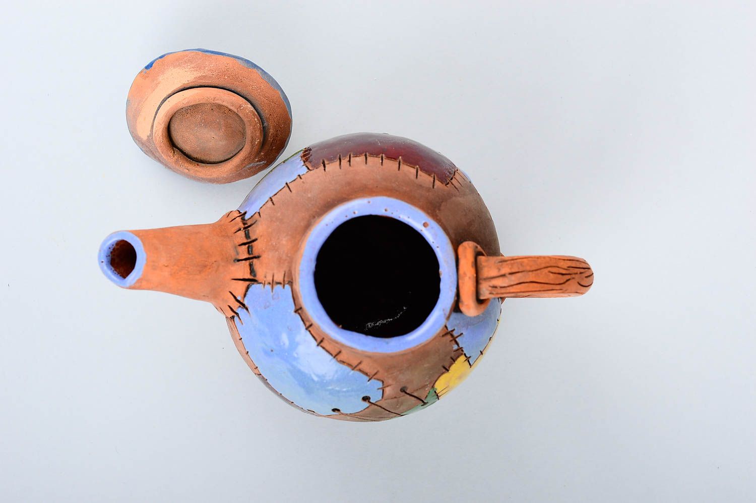 Заварной чайник хэнд мэйд керамический чайник заварник для чая с яркой росписью фото 4