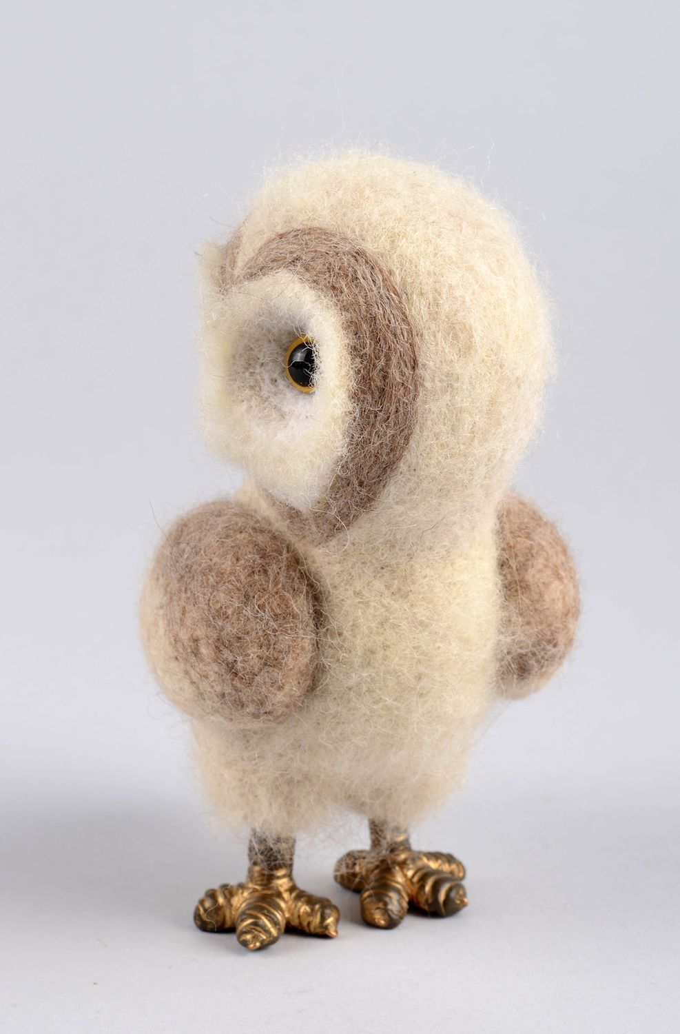 Валяная игрушка сова ручной работы игрушка из шерсти декоративная мягкая игрушка фото 2