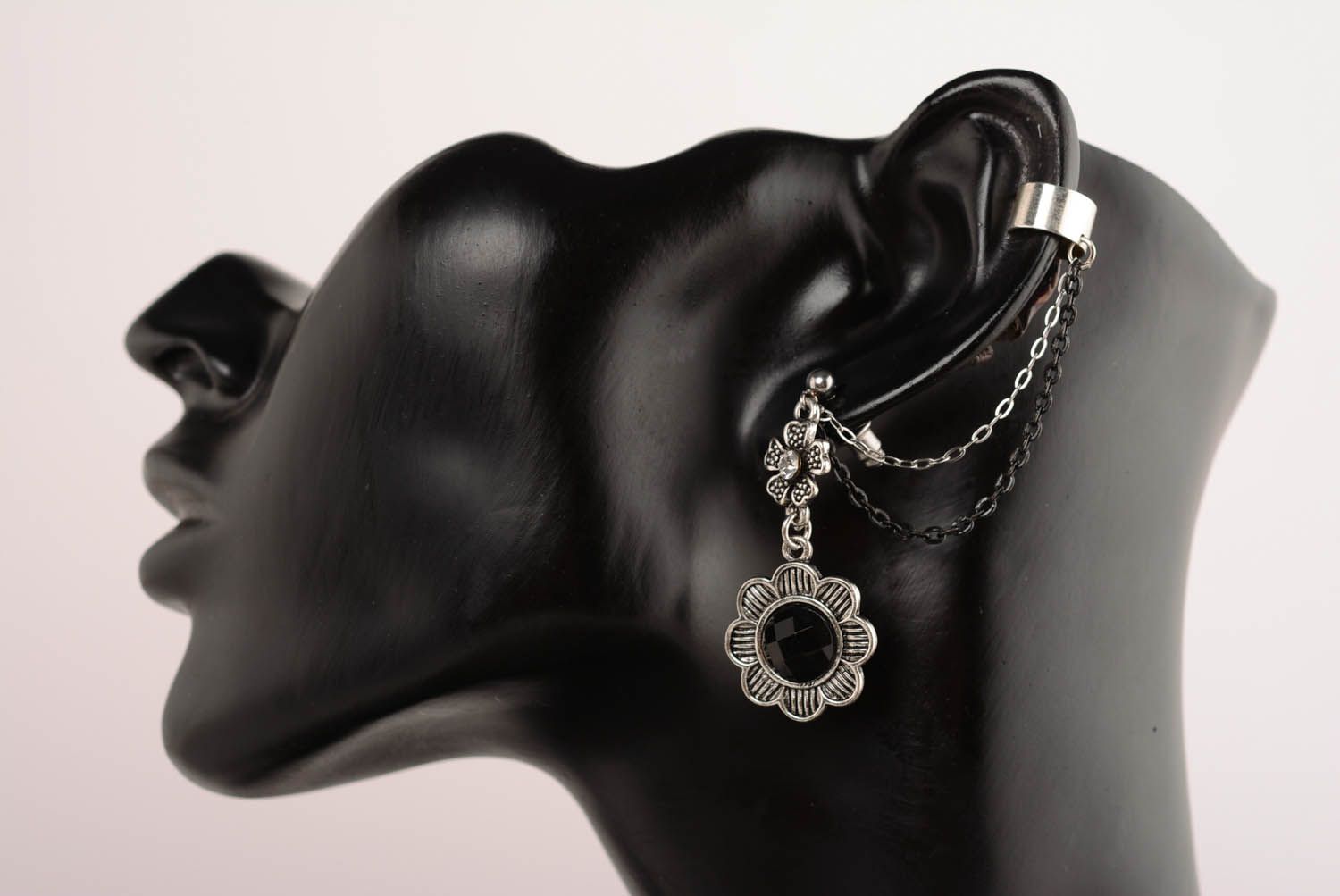 Steel cuff earrings Scythian Flowers photo 1