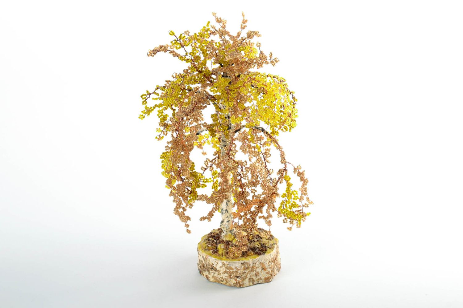 Petit arbre décoratif Bouleau en perles de rocailles photo 1
