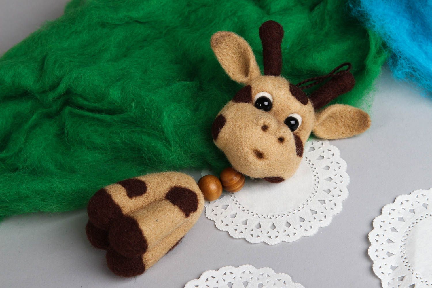 Handmade Tier gefilzt natürliches Spielzeug Geschenk Idee Giraffe für Kinder foto 1