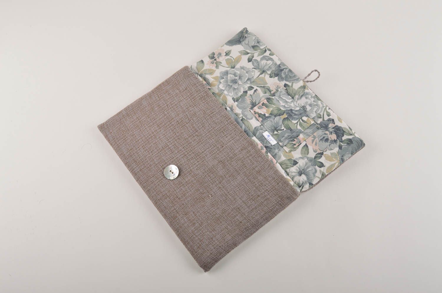Small handmade beautiful unusual lovely accessories grey designer clutch photo 4