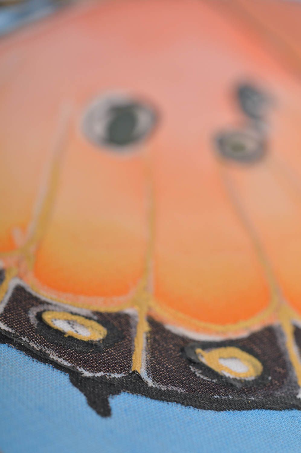 Tableau papillon orange sur tissu batik à froid cadre en bois fait main photo 4