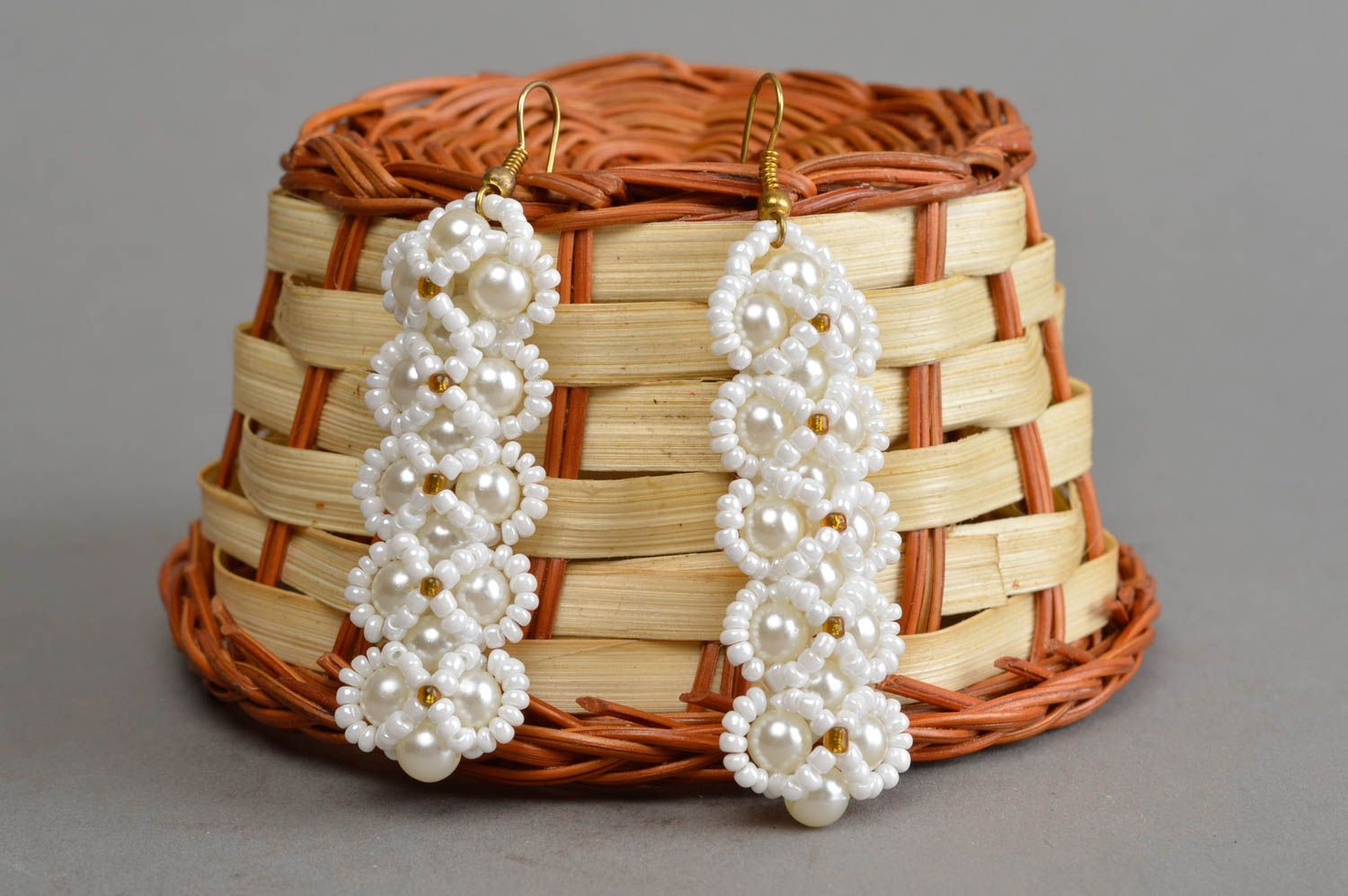 Designer beautiful earrings handmade beaded accessories unusual female present photo 1