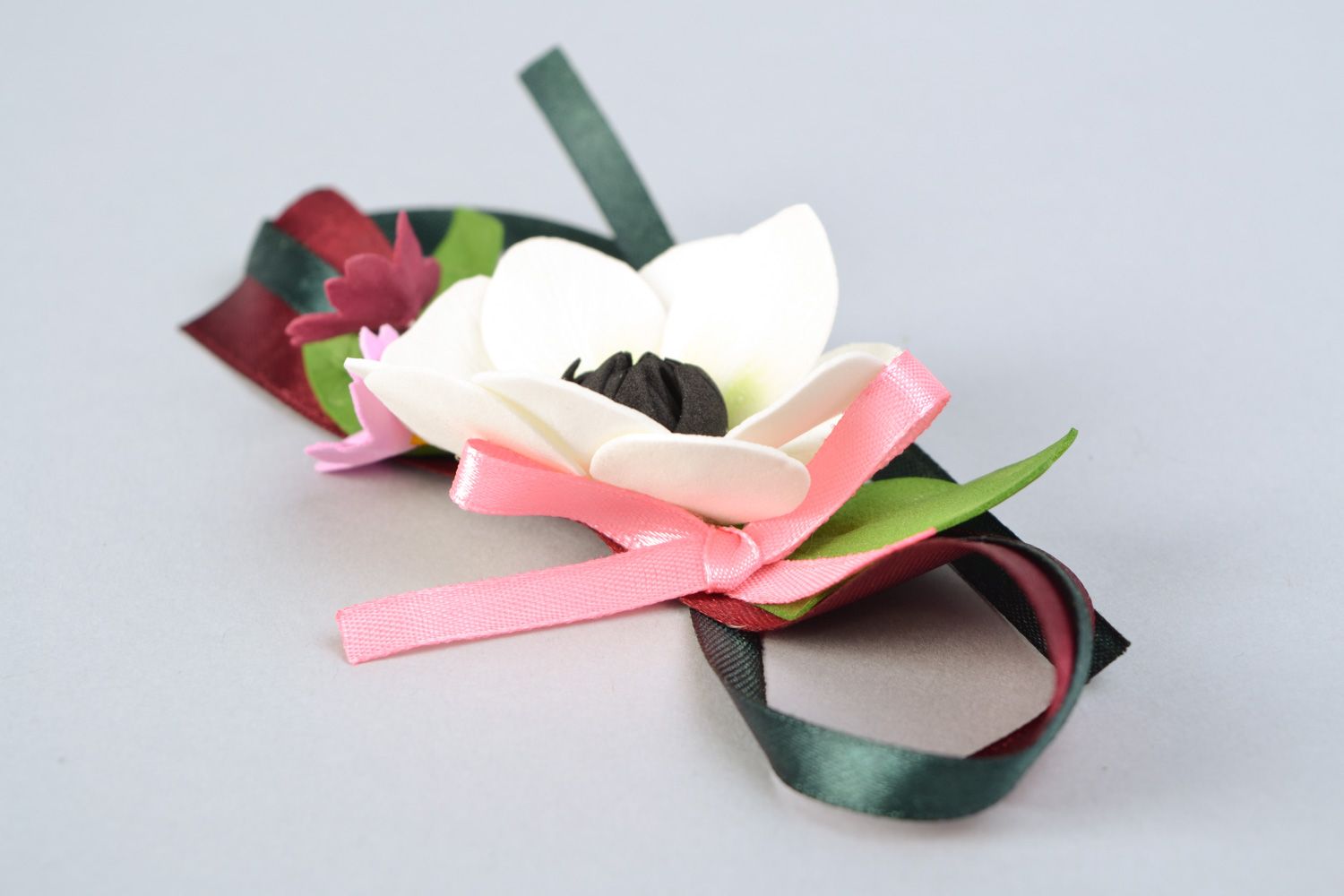 Bracelet pour demoiselle d'honneur avec fleurs en foamiran fait main design photo 5