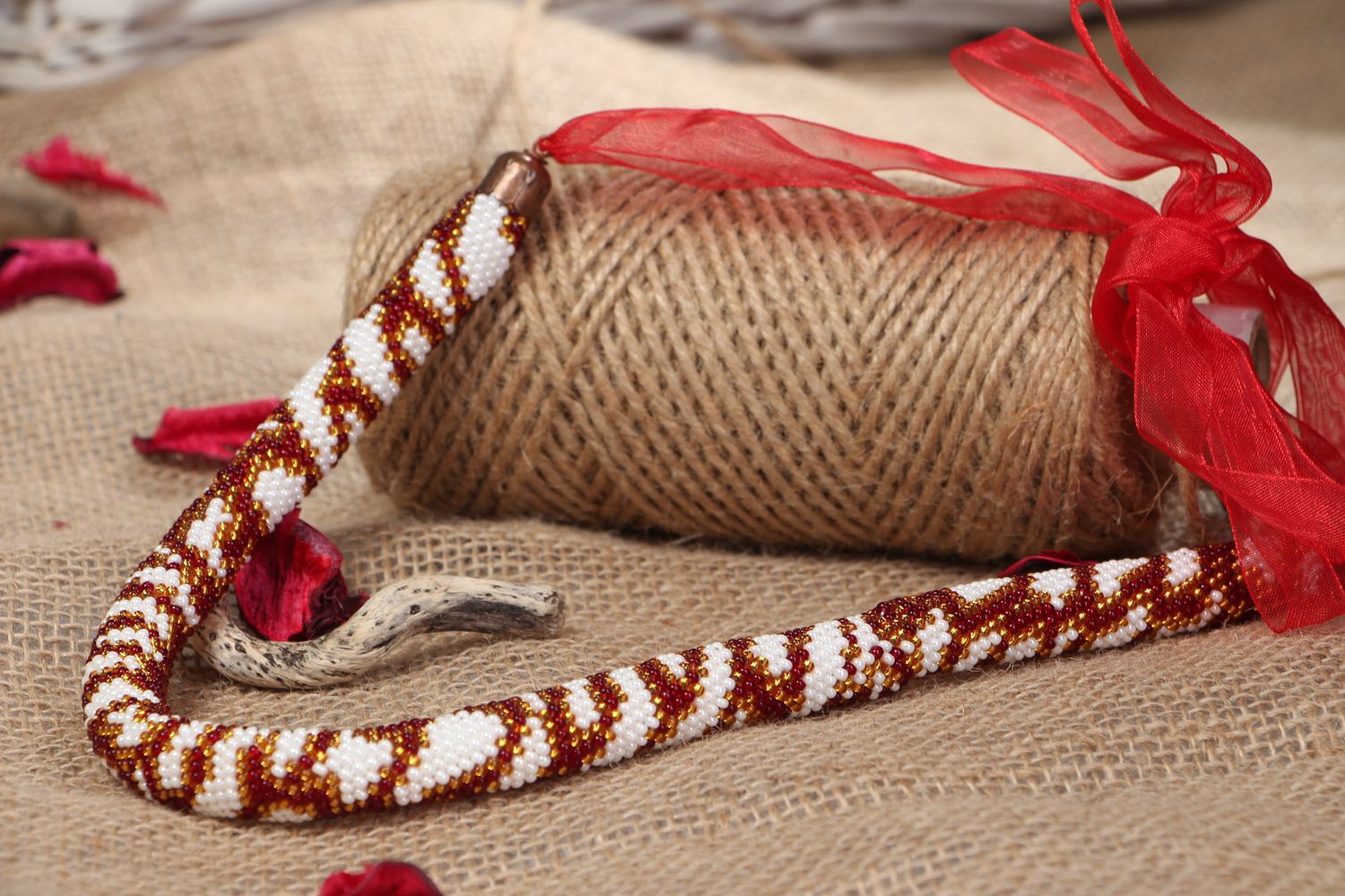 Handmade beaded cord necklace Snake photo 5