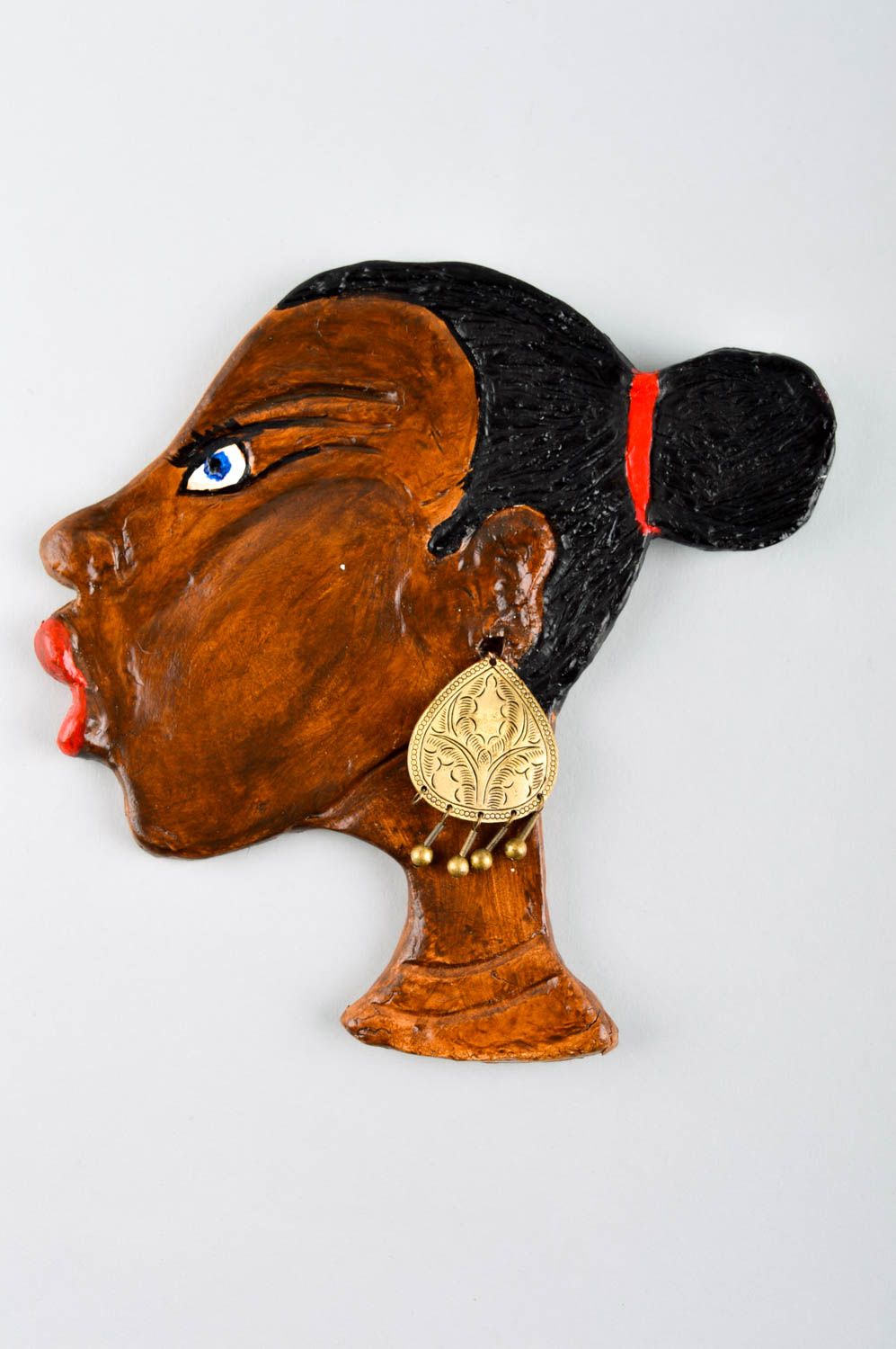 Панно на стену ручной работы рельефное панно предмет декора женский профиль фото 2
