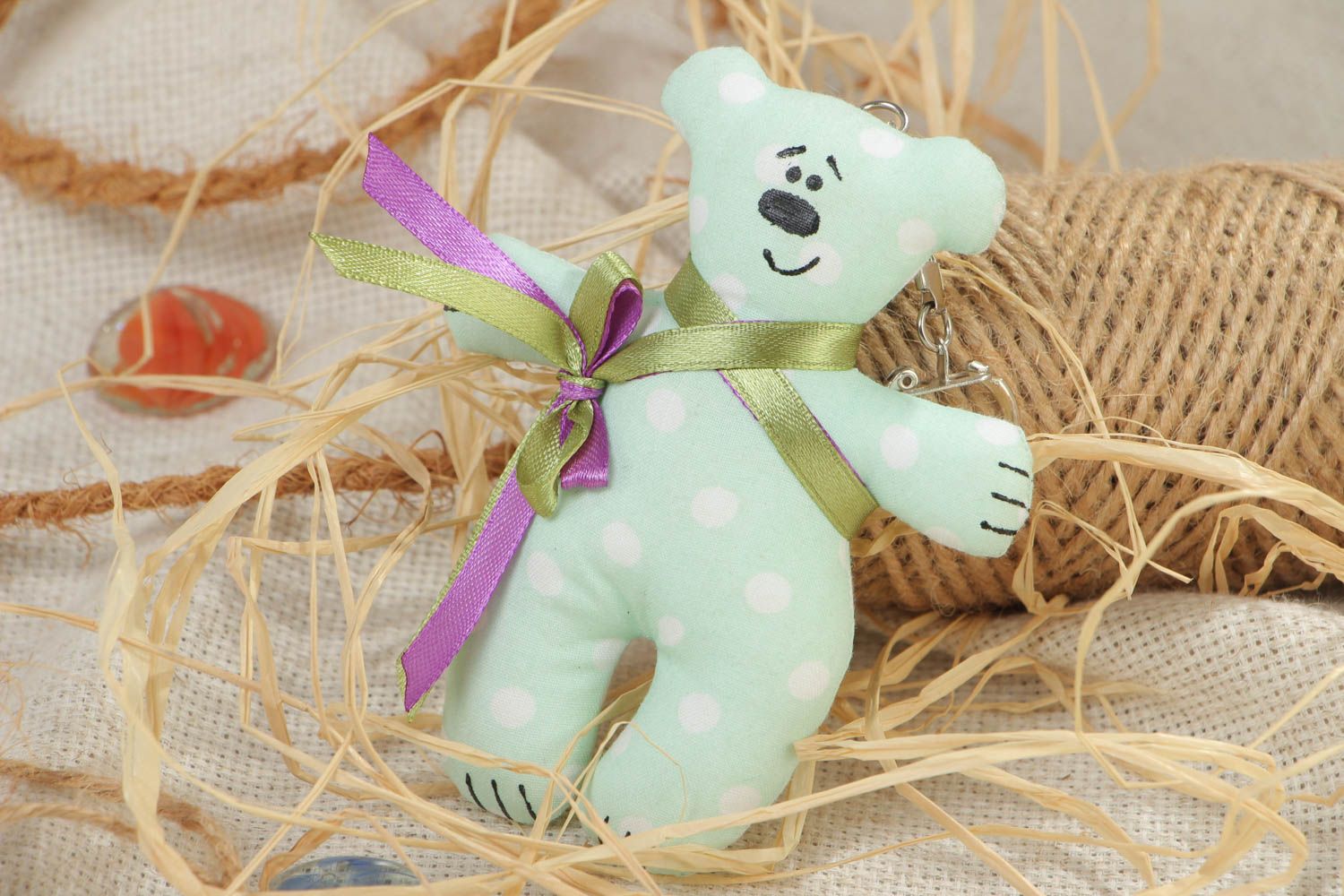 Handmade beautiful cotton keychain Bear soft toy for children  photo 1