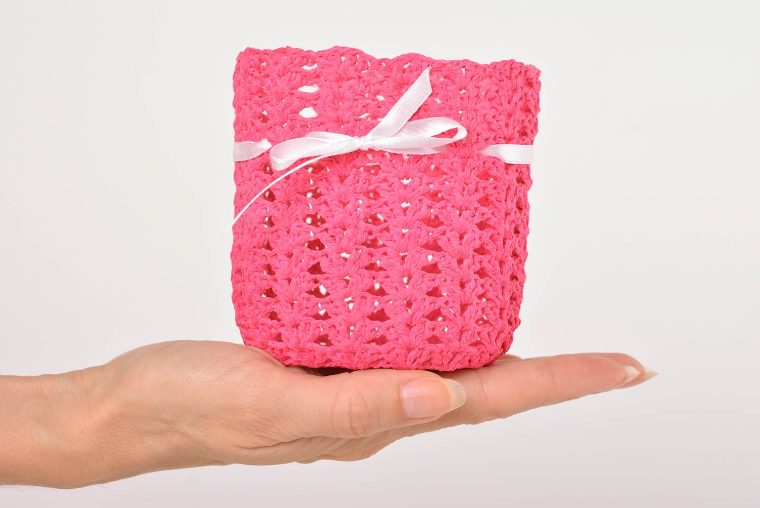 Handmade basket unusual basket for candies gift ideas crocheted basket photo 3