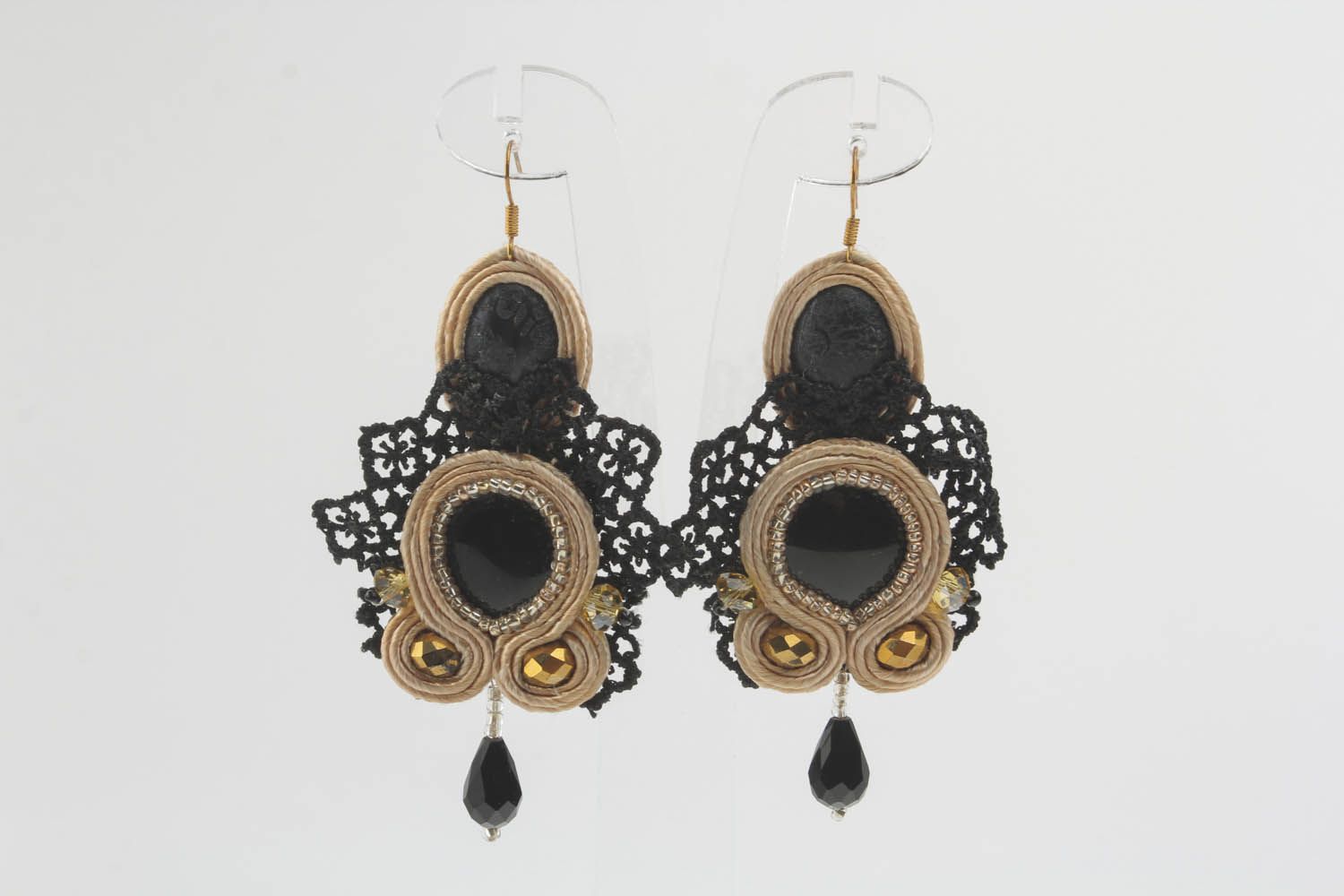 Earrings made unsig the soutache embroidery  photo 3