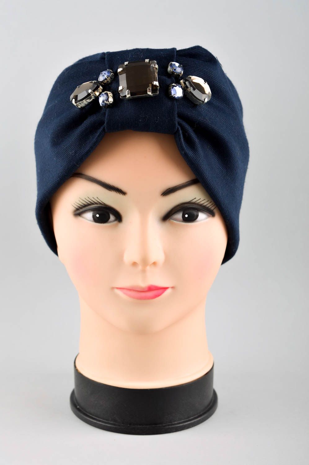 Kopfbedeckung Chemo handmade Haar Accessoire Turban Chemo Frauen Geschenk blau foto 2