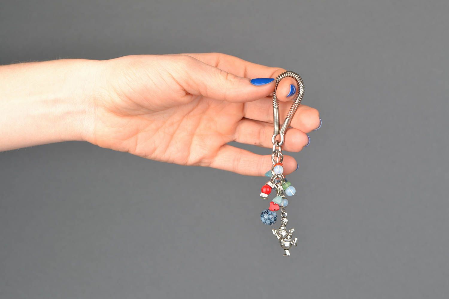 Handmade keychain with artificial moon stone photo 2