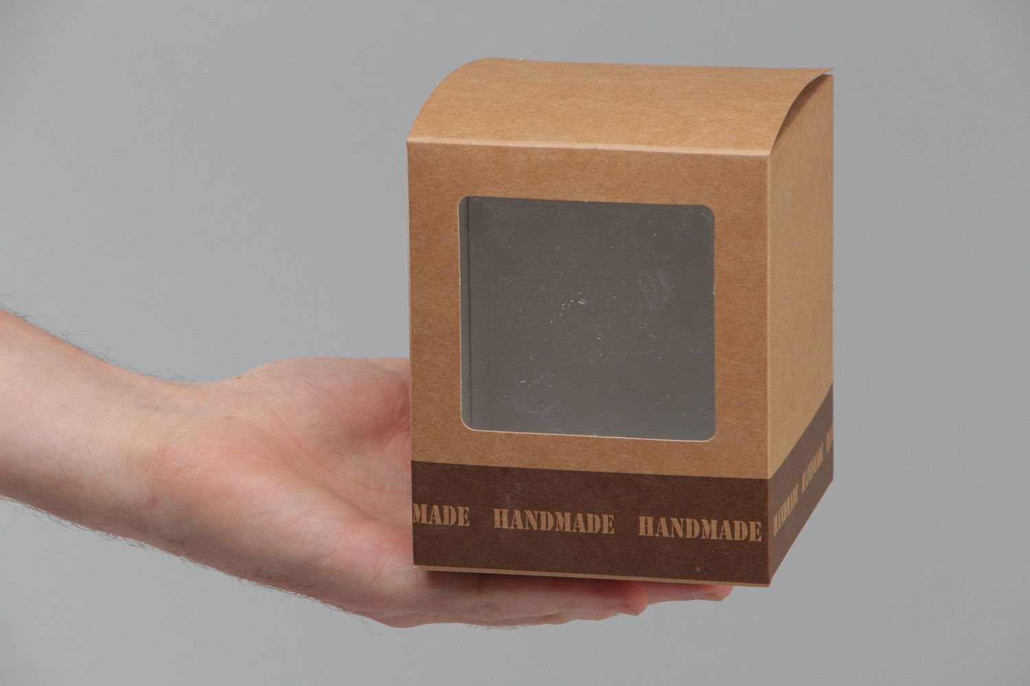 Petite boîte en carton brune cubique pour décoration de Noël faite main  photo 5