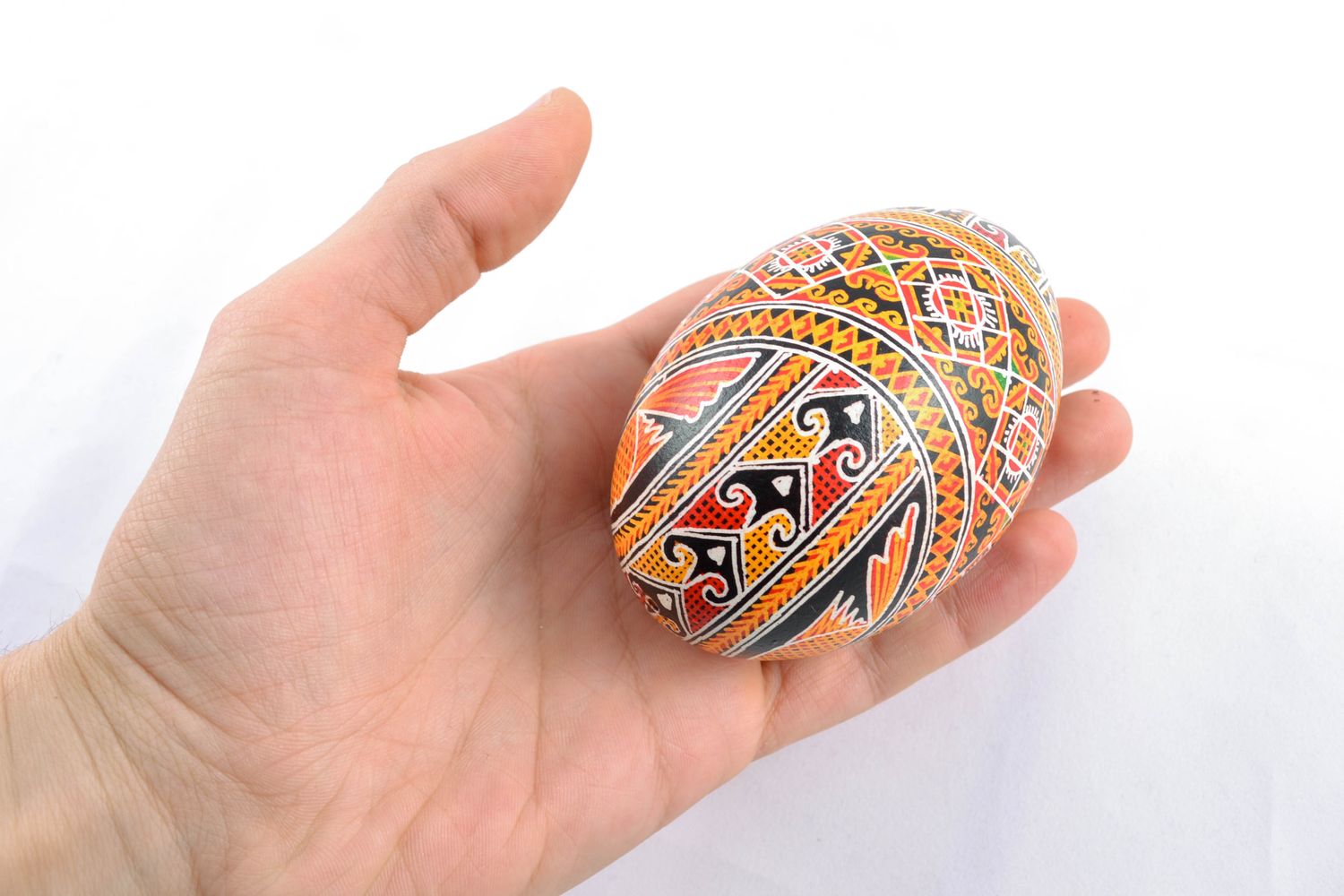 Пасхальное яйцо гусиное с росписью акрилом фото 2