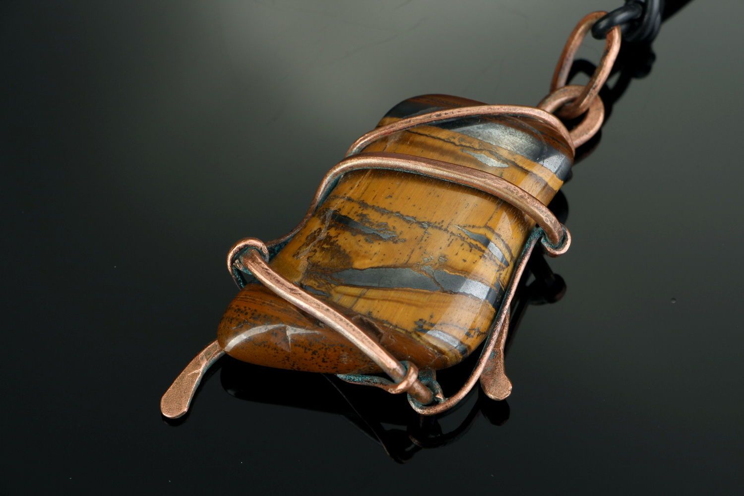 Copper Pendant with Tigers's eye stone photo 1