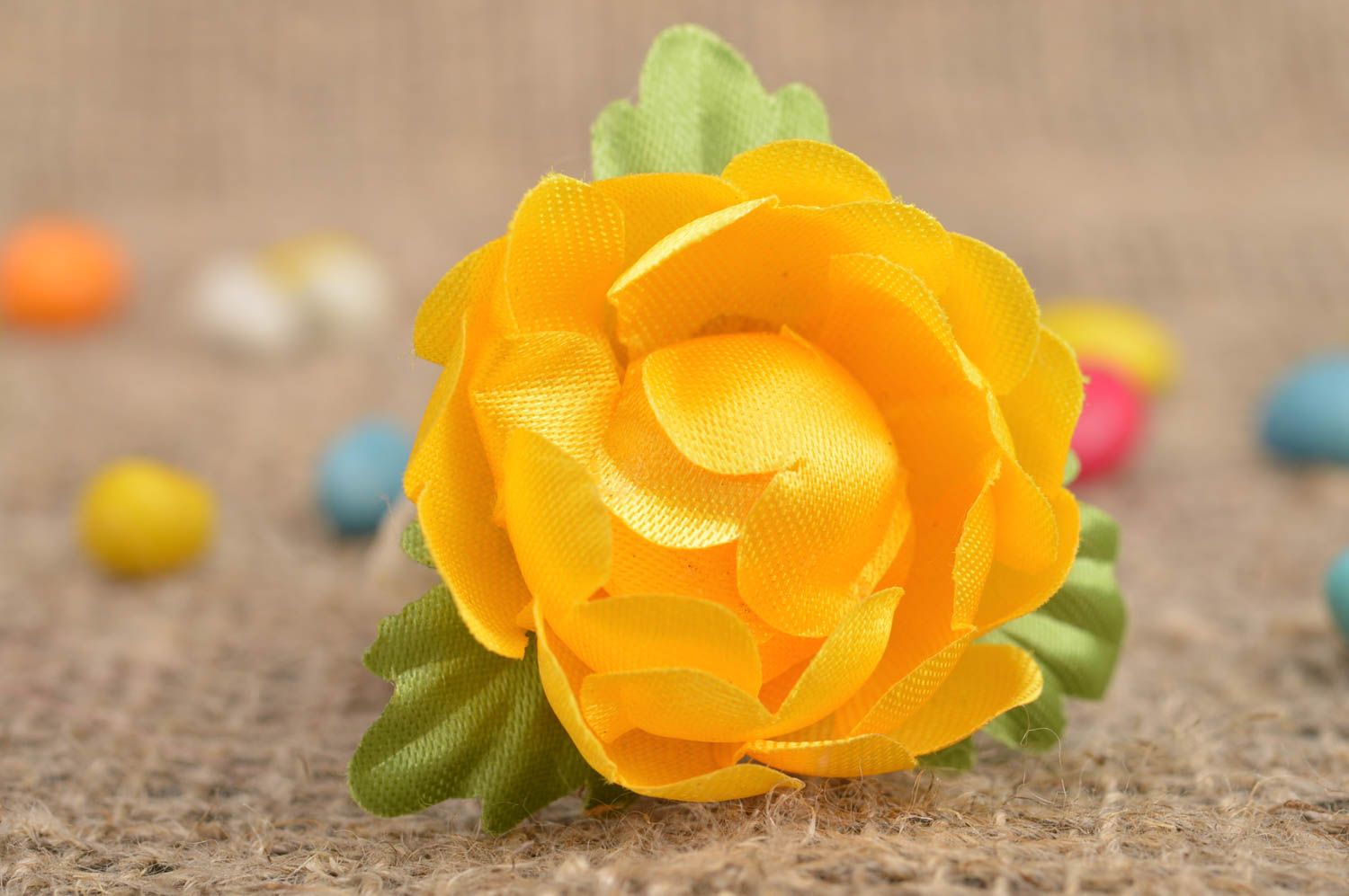 Handmade cute small designer hair clip made of artificial flowers for kids photo 1