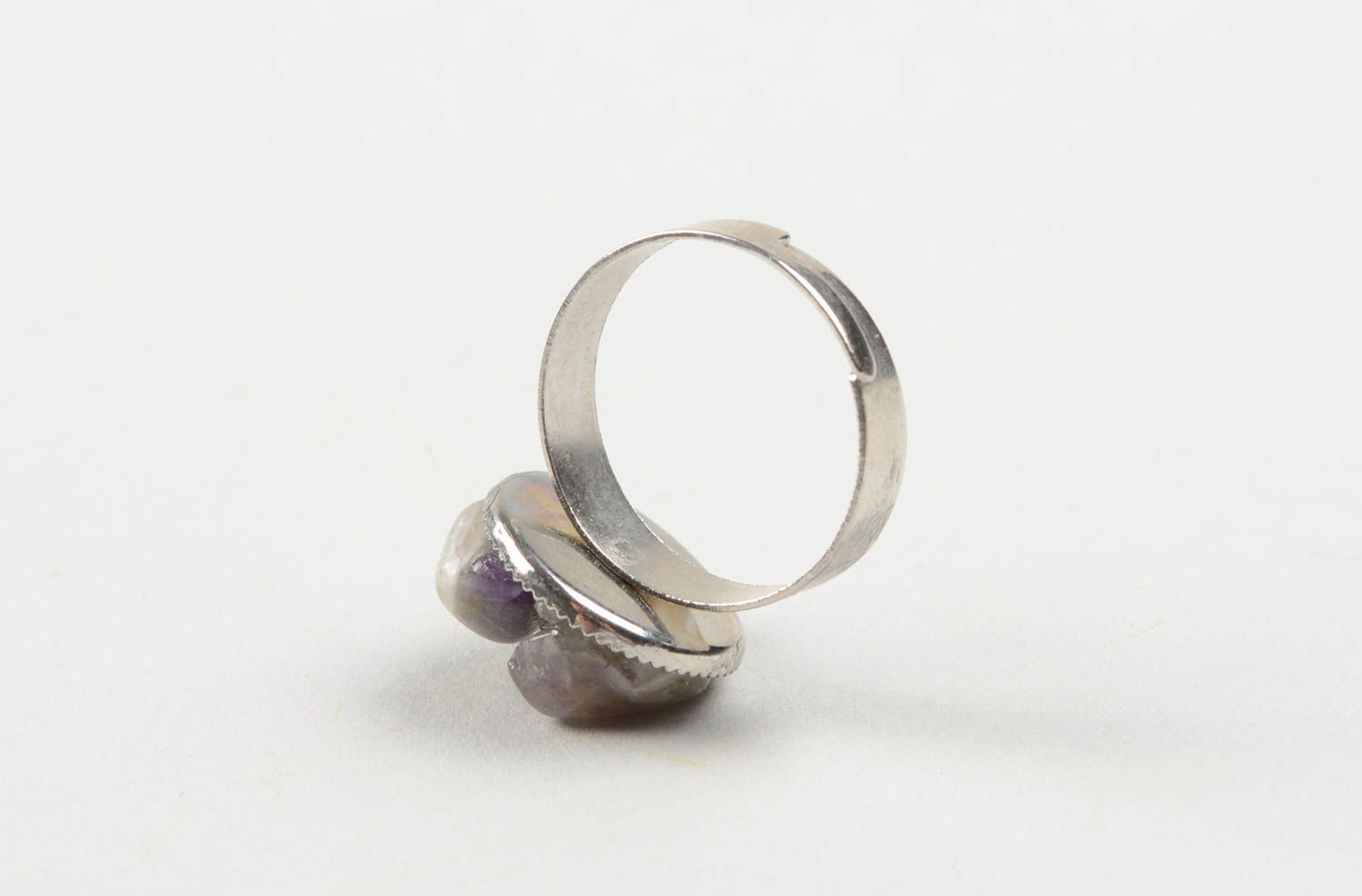 Metall Ring handmade Damen Modeschmuck mit echtem Stein originelles Geschenk foto 3