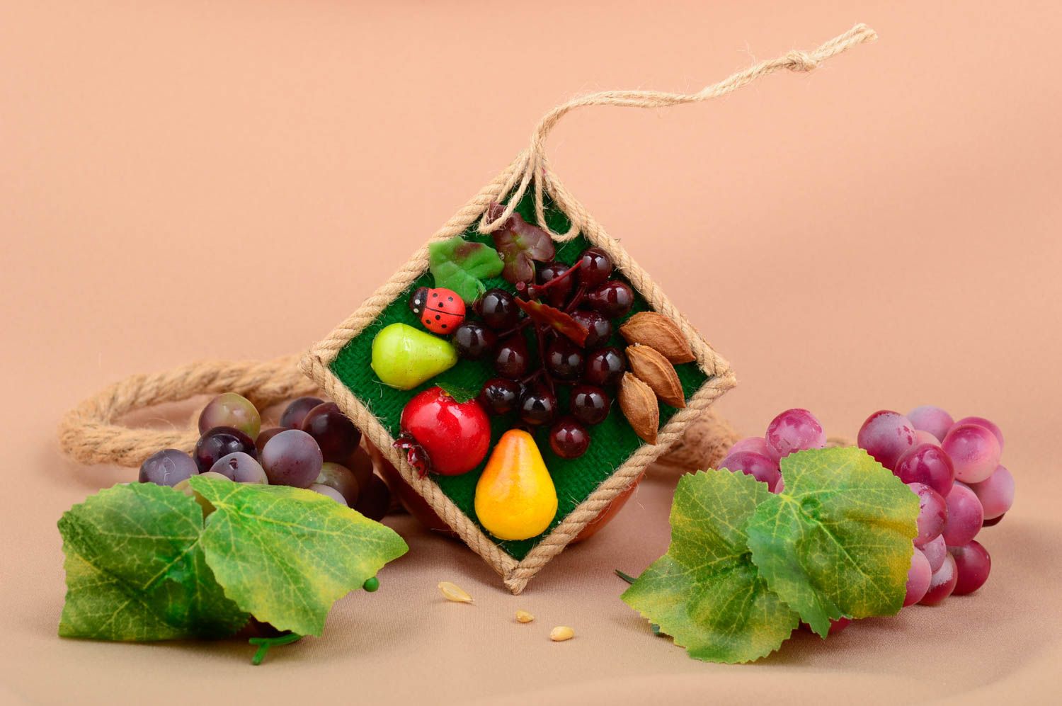 Magnet frigo losange Aimant original fait main avec fruits Décoration maison photo 5
