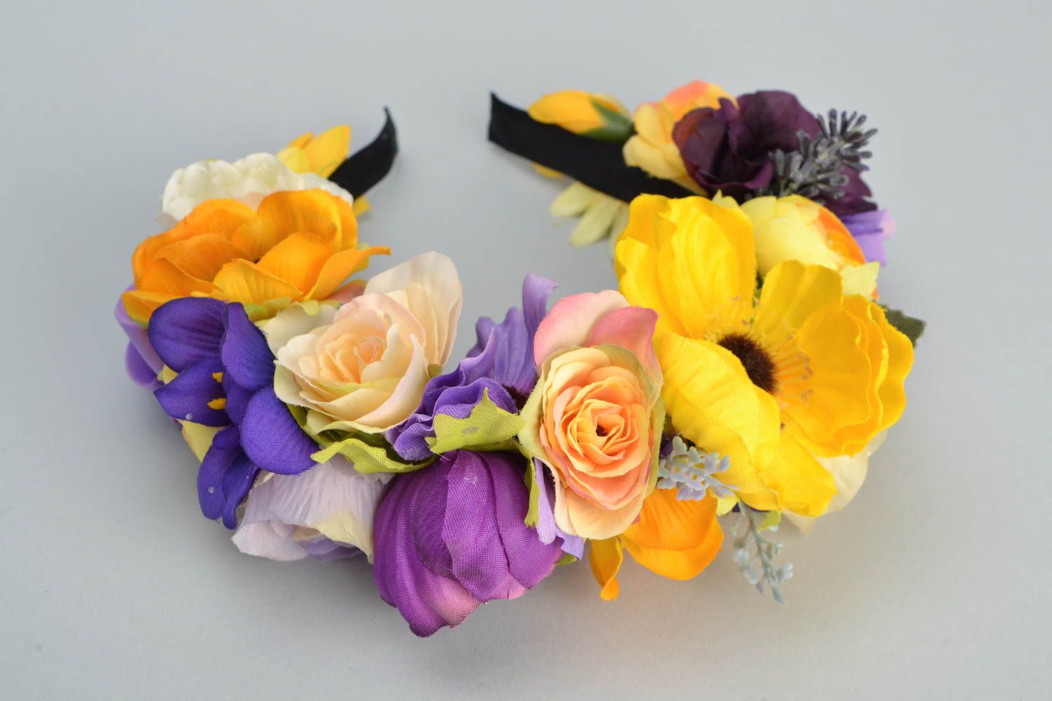 Silk floral headband photo 3