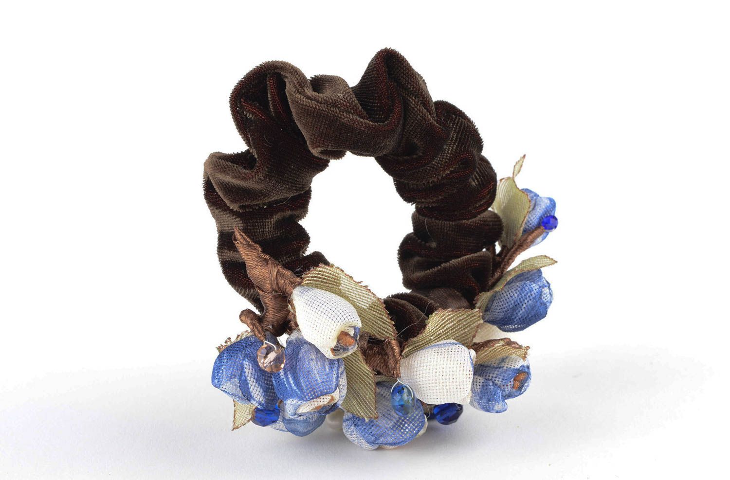 Goma para el pelo artesanal con flores accesorio para niñas regalo original foto 4