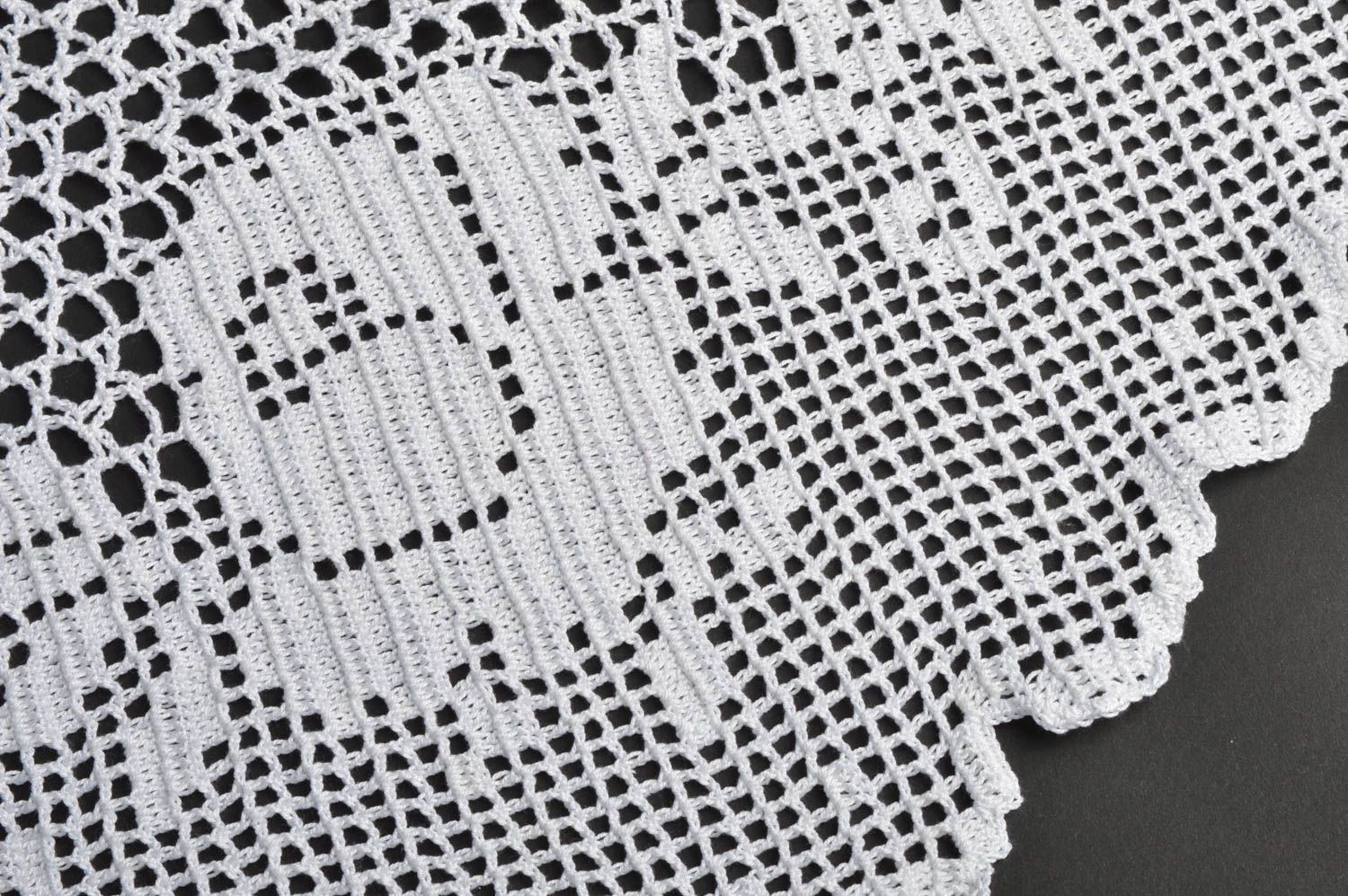 Napperon blanc ovale tricoté en coton au crochet ajouré décoratif fait main photo 3