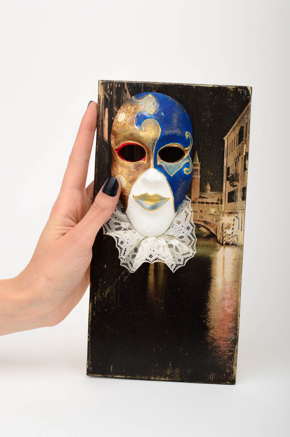 Панно на стену карнавальная маска ручной работы гипсовое панно необычное  фото 2