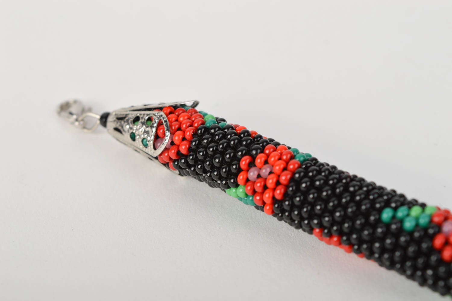 Hand crafted beaded bracelet black wrist beaded accessory fashion jewelry photo 4