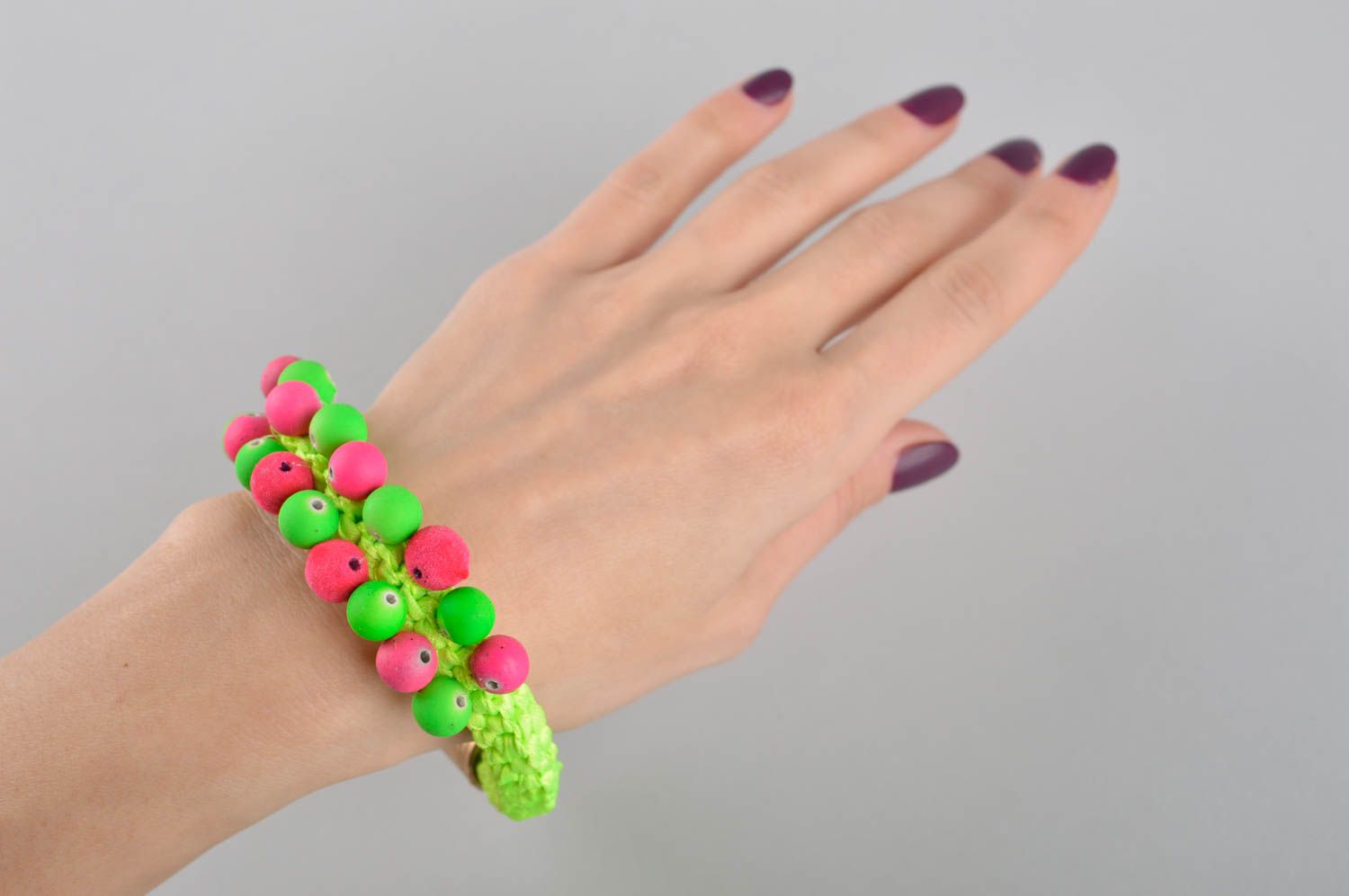 Handmade designer bright bracelet unusual summer jewelry cute wrist bracelet photo 4