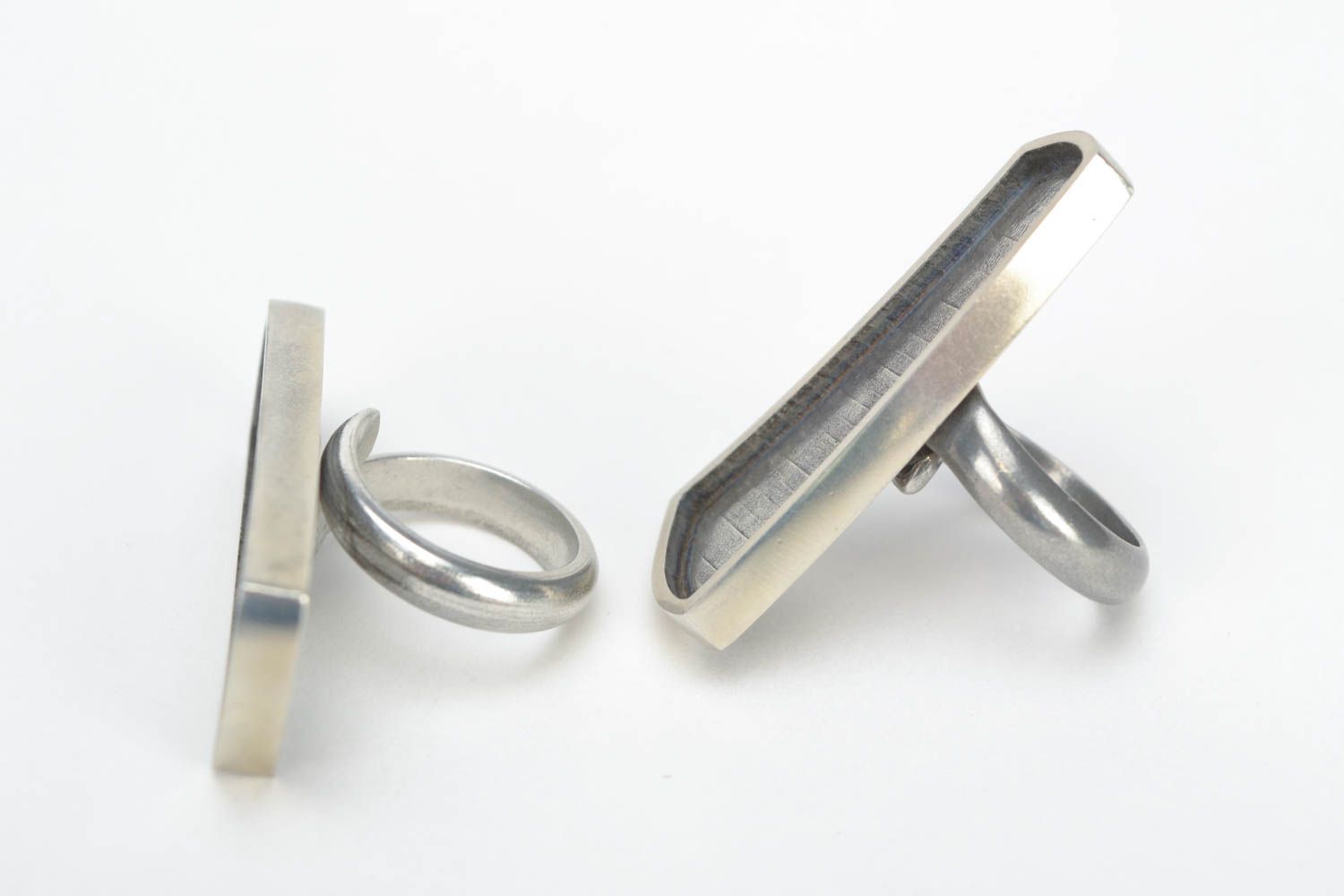 Blanks for creative work metal rings with adjustable sizes set of 2 pieces photo 4