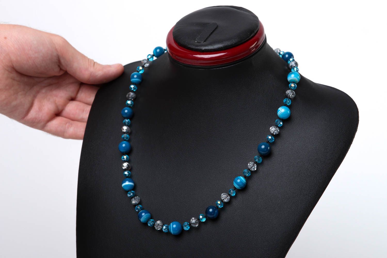 Collier pierres naturelles Bijou fait main agate bleue cristal Accessoire femme photo 5